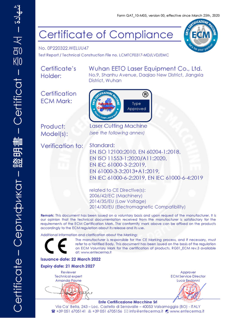 EETO Fiber Laser Cutting Machine CE Certificate 1