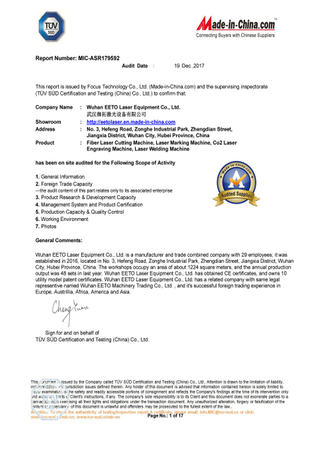 TUV Factory Audit Report