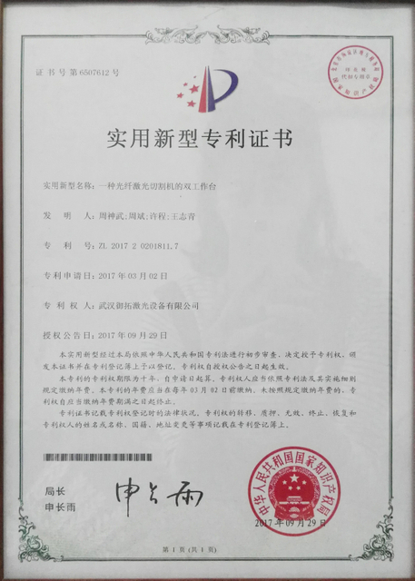 Patent Certificate 1
